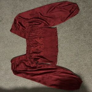 Burgundy Smocked Top